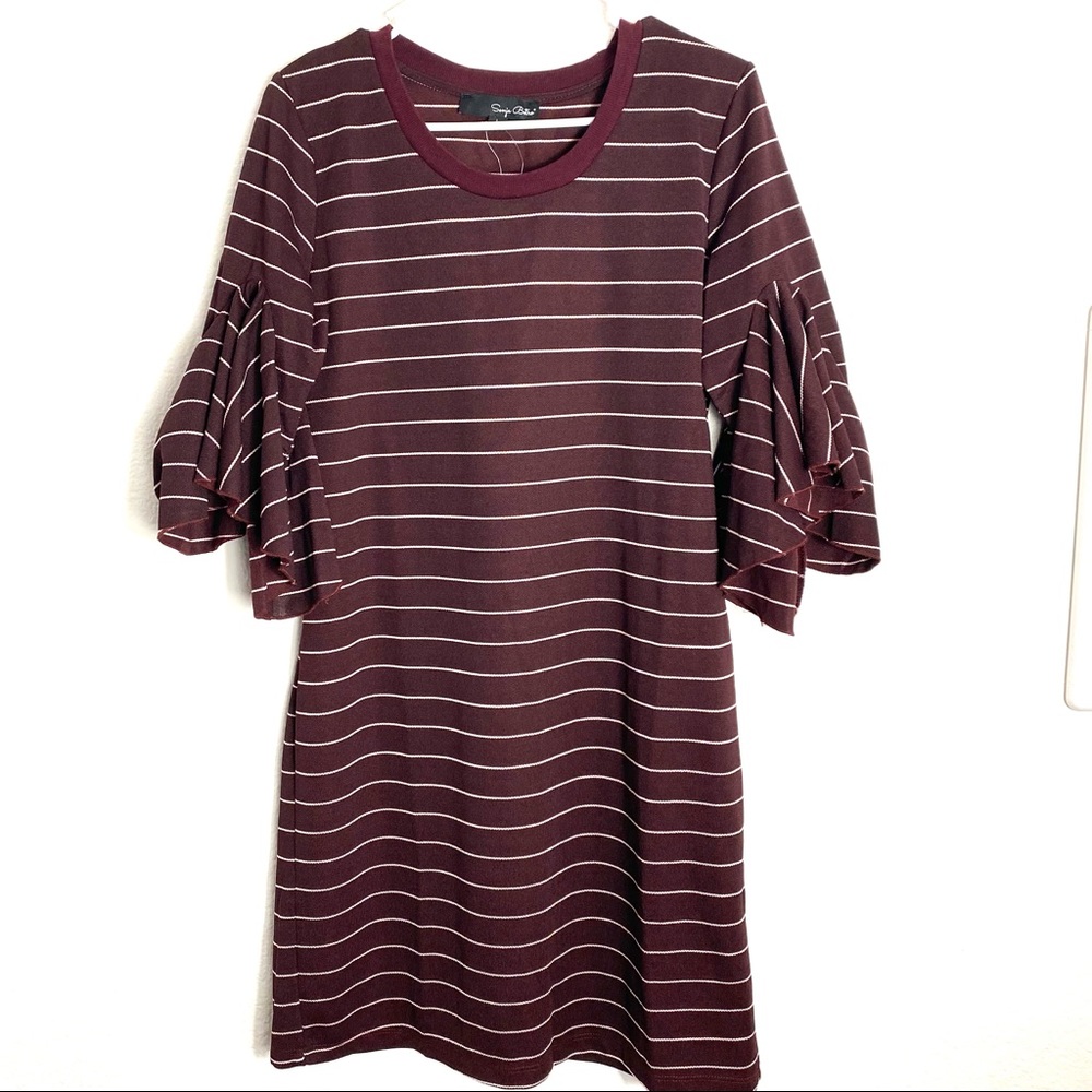 Sonja Betro | Stripped Ruffle Sleeve Dress
